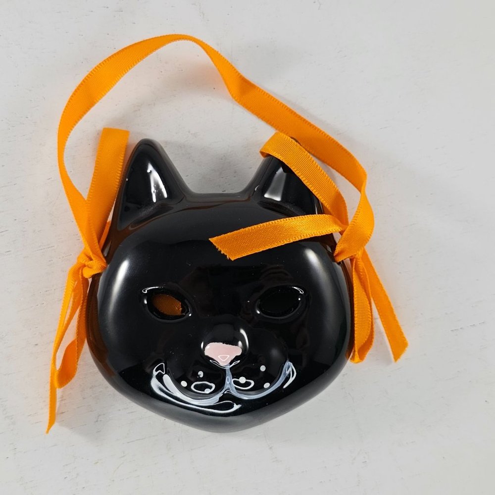 Midwest Black Cat Mask Halloween Ornament Hanging Figurine